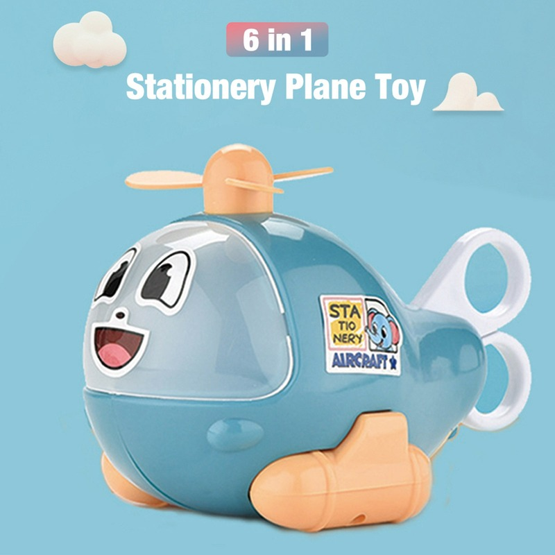 Kotak Alat Tulis Kartun 6 In 1 Multifungsi Pembongkaran Pesawat Kecil Pembelajaran Awal Pendidikan Mainan Anak-anak untuk Anak-anak