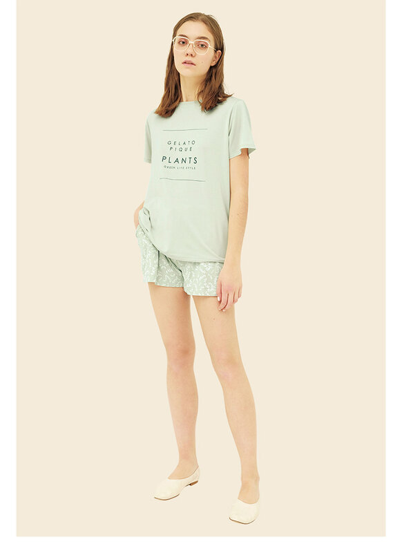Odzież domowa Gelato Pique odzież damska piżamy konfiguracja Loungewear modalne zestawy z krótkimi spodenkami różowy biały zielony