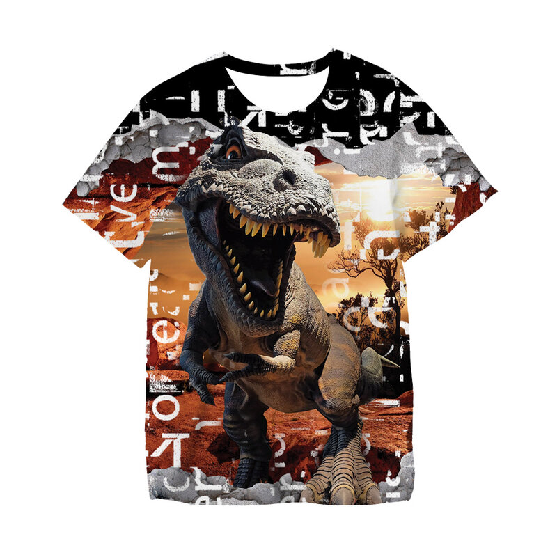 3-14T Cartoon Print Baby Boys T Shirt for Summer Boy Dinosaur T-Shirts Short Sleeves Kids Clothes Children's Jurassic Park Tops