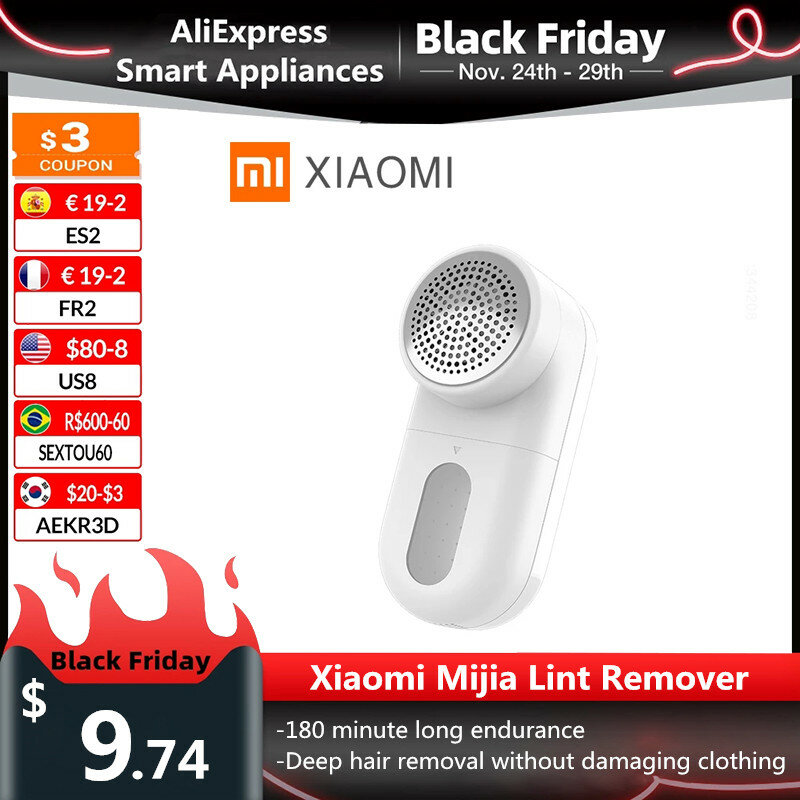 Original Xiaomi Mijia Portable Lint Remover Hair Ball Trimmer Sweater Remover 5 Leaf Cutter Head Mini Motor Trimmer