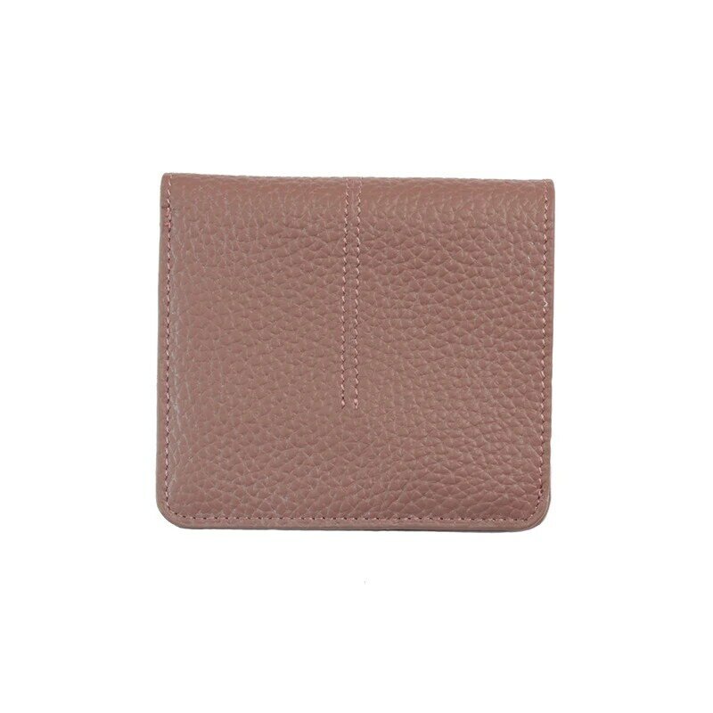 Alta qualidade de couro genuíno feminino cor sólida titular do cartão feminino ultra-fino mini fino carteira macia