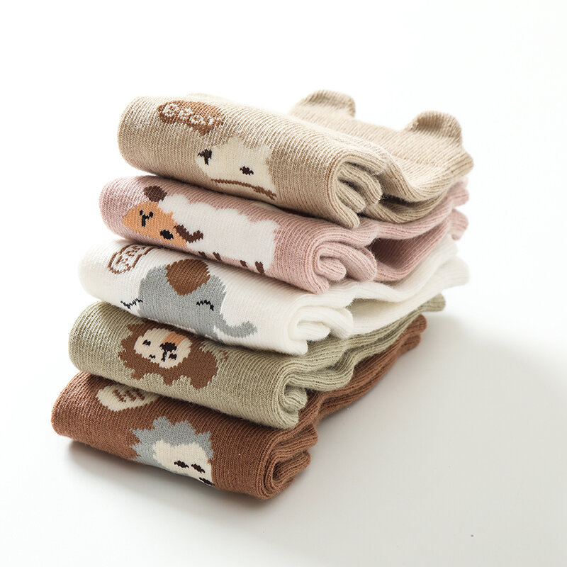 Autumn Winter Kawaii Baby Tube Socks Babies Non-slip Floor Sock Cartoon Animal Cotton Print Newborn Toddler Accessories