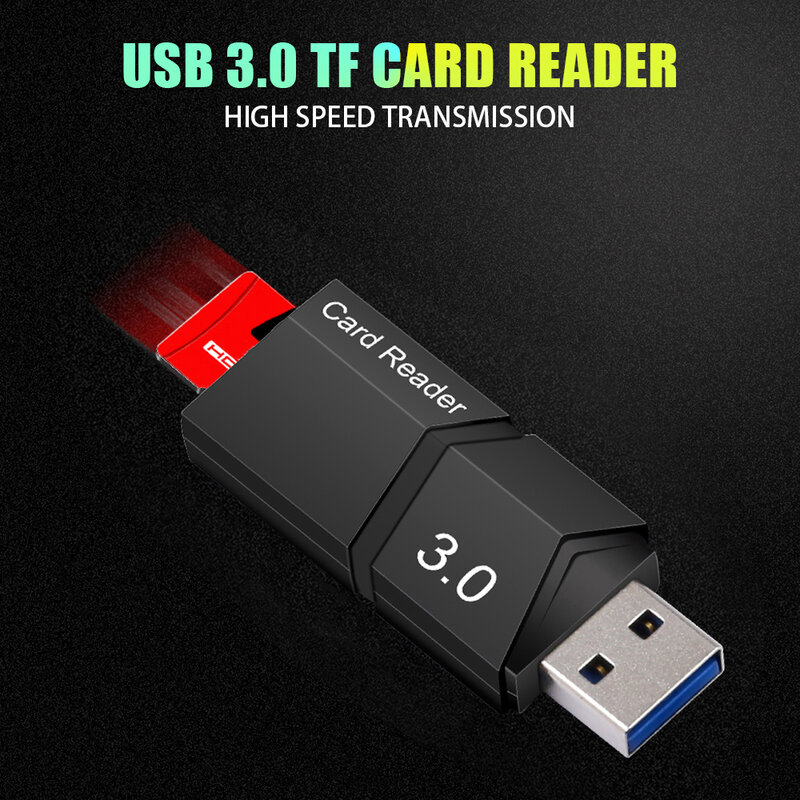 Driver Free High Speed TF Card Reader, Mini SD, Transmissão de Dados, Leitura, Escrita Adaptador, Memory Card Reader para PC, USB 3.0