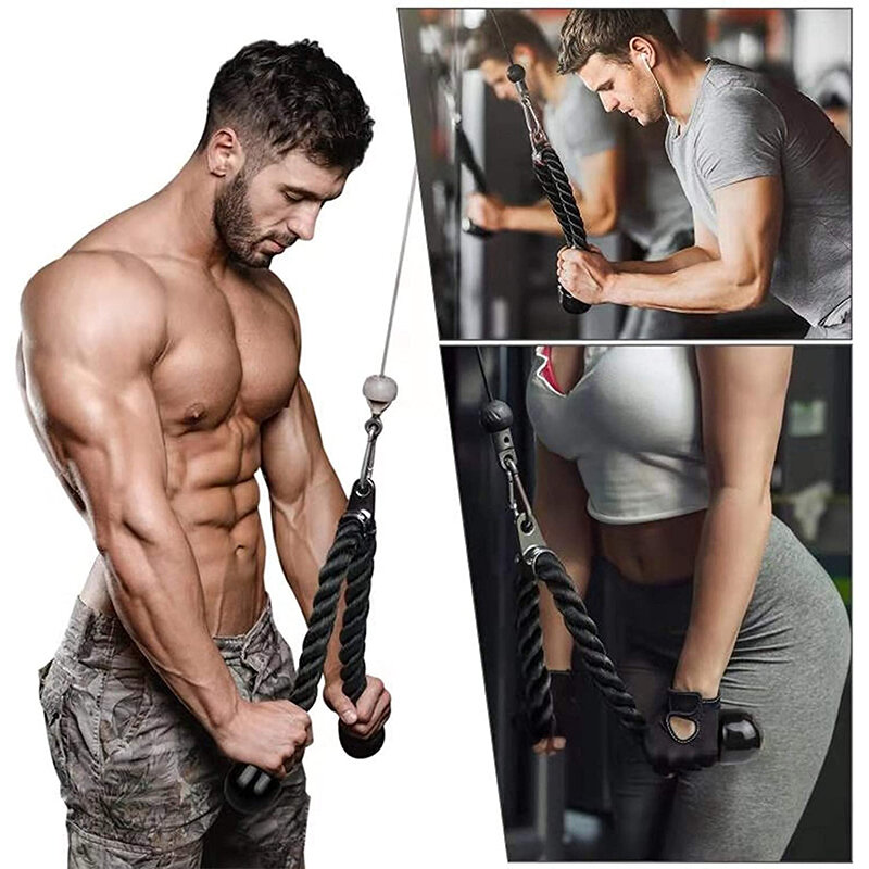 Triceps เชือกฟิตเนสหน้าแรกยิม Pulldown เครื่องจับ Biceps Triceps กลับไหล่กล้ามเนื้อ Exerciser Rope 90ซม.120ซม.150ซม.ร้อน