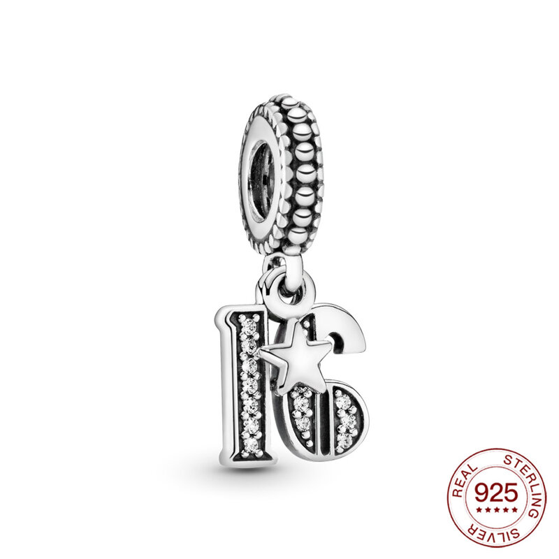 Real 925 sterling silver charm Anniversary birthday holiday commemoration pendant Fit Original Pandora Bracelets for women gift