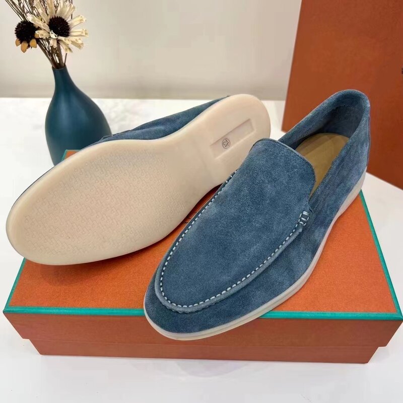 2022 Men's Flat Shoes Autumn Winter High Quality LP Cattle Velvet Fabric Round Head Casual Men's Shoes Fashion Loafers