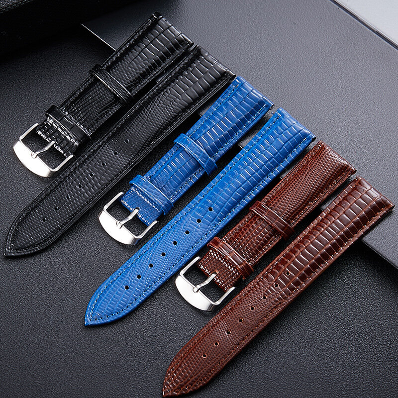 2022 Trendy Bright Leather Watch Band Crocodile Pattern Watch Bracelet for Women Men Leather WatchBand 5 Color Available