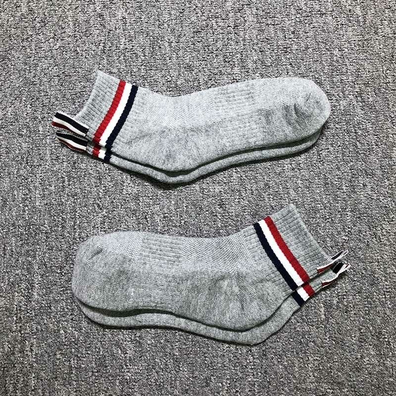 TB THOM-calcetines tobilleros de algodón para hombre y mujer, calcetín transpirable de marca de lujo, estilo clásico, informal, a rayas, 1 par