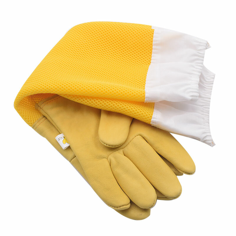 Beekeeping Long Sleeves Leather Gloves Protective Sleeves Breathable Anti Bee/Sting Sheepskin Gloves For Beekeeper Beehive Tools