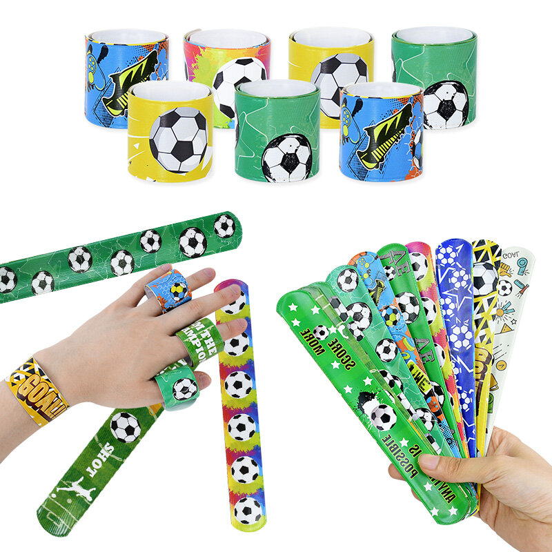 10pcs World Cup Football Theme Party Clap Circle Kids Favor Toy Gift 1st Birthday Party Decoration Football Soccer Slap Bracelet