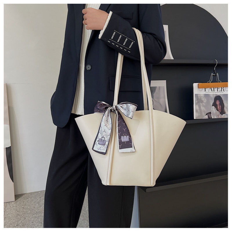 Bolso de mano de gran capacidad para mujer, bolsa de cuero de alta calidad, a la moda, bolso de hombro tipo cubo para compras al aire libre, 2021