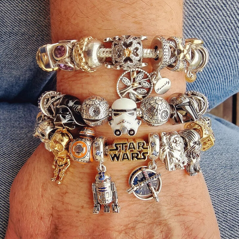 Pendentif Disney Star Wars couleur argent, série Marvel, perles à breloques adaptées aux bracelets Pandora originaux, collier, offre spéciale