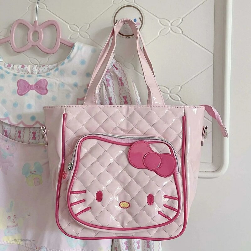 Sanrio Luxury Brand Designer borse rosa Hello Kitty borsa carina PU Messenger Bag borse a tracolla morbide giapponesi Tote per donna ragazza
