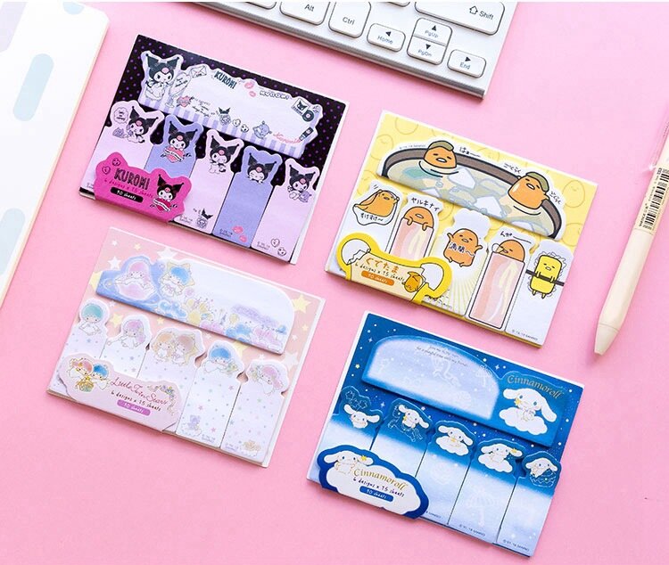 Cute Anime Sanrio Cinnmoroll My Melody Memo Pad Sticky Notes School Office Supply Stationery Index N-Time Sticky Notes Notepad