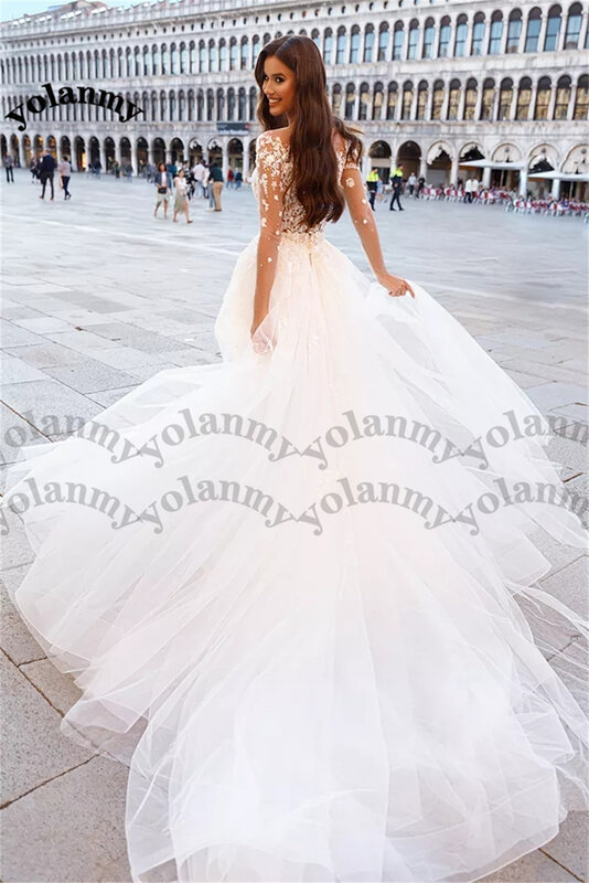 Yolanmy 5 pastrolトランペットのウェディングドレス花嫁のための女性2023レースvestidoデcasamentoプラス