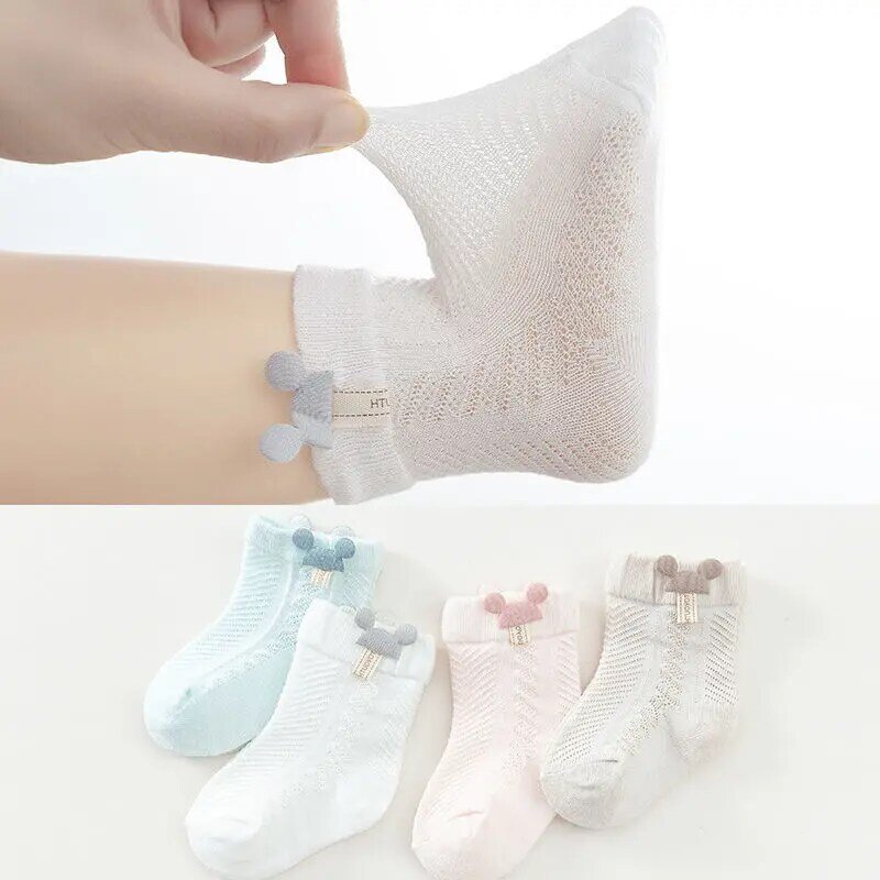 Calcetines de malla de algodón para bebé recién nacido de 0 a 3 años, calcetines finos transpirables para niño pequeño, accesorios de ropa para niños
