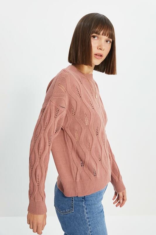 Trendyol Mesh Detailed Knitwear Sweater TWOAW22KZ2320