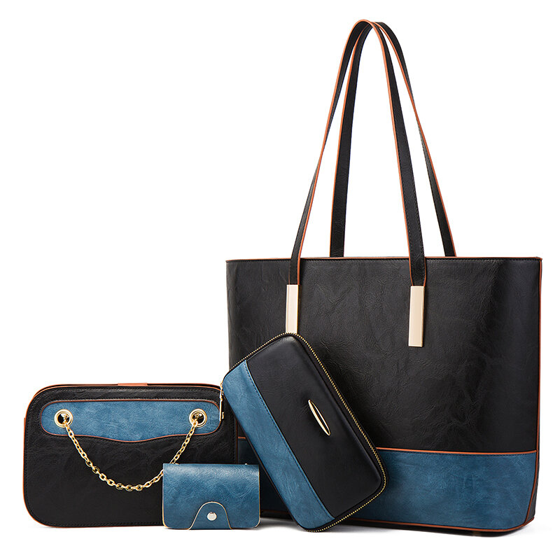 Bolso de gran capacidad para mujer, bolsa compuesta de color negro y azul, creativa y sencilla, a la moda, novedad de 2022
