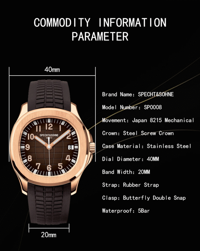 New PP Mens Automatic Mechanical Watches 316 Steel 100M Waterproof Sport Luminous Wristwatch Top Quality Luxury Brand Male Clock