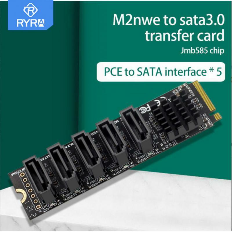 RYRA PCI-E Ke SATA 6G 5 Port Adaptor Ekspansi Hard Disk PH56 M.2 Ekspansi Komputer JMB585 Mendukung Fungsi PM