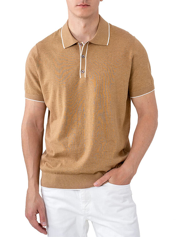 Altairega-polo de algodón 100% para hombre, camisetas informales de punto, polo de tenis de secado rápido a rayas