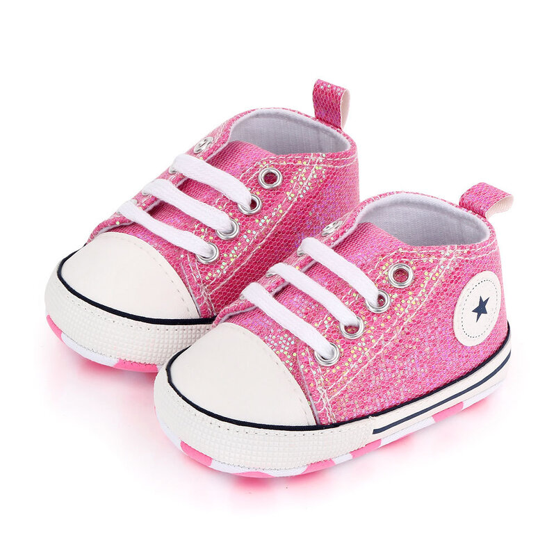 Sapatas do bebê da menina do bebê sapatos da moda bonito bling sapatos de lona para a menina do bebê recém-nascido sapatos de bebê do menino sola macia da criança tênis sapatos de bebê