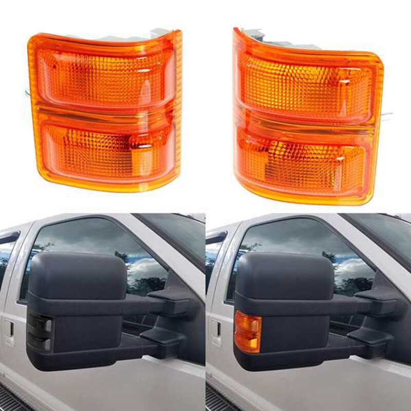 PAIR Tow Mirror Turn Signal Light Lens Amber Rearveiw Mirror Light for 2008-2017 Ford Truck Super Duty Left & Right