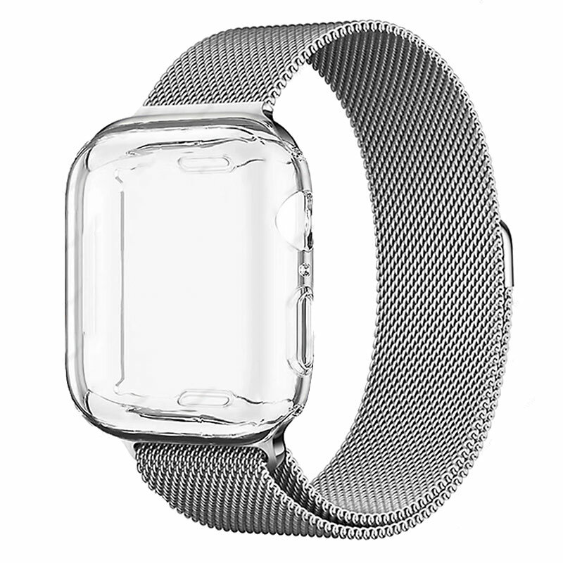 Case+Milanese Loop Strap for Apple Watch Band 44mm 40mm 45mm 41mm 38mm 42mm 45 44 mm Metal bracelet iwatch series 8 7 3 4 5 se 6