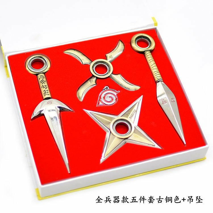 Naruto Weapon Model Anime Kuani Shuriken Samurai Mini Katana Ninja Sword Real Steel Keychain Pendant Gift Toy for Kid Toy Sword
