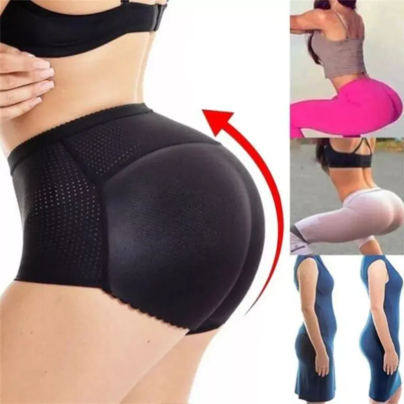 Kobiety gąbka wyściełana stanik Push Up i majtki Butt Lifter fałszywe tyłek majtki Butt Hip Enhancer bezszwowe kontrola majtki pośladki bielizna