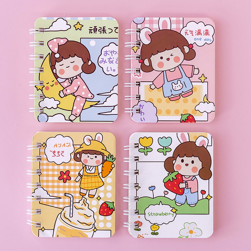 Koreaanse Leuke Meisje Jongen Coil Notepad Pocketbook Bericht Memo Notebook Student Dagboek Mini Kawaii Kantoor Eenvoudige Journal Briefpapier A7