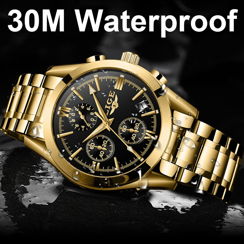 LIGE Herren Uhren Top Brand Luxus Berühmte herren Uhr Fashion Casual Chronograph Militär Quarz Armbanduhr Relogio Masculino