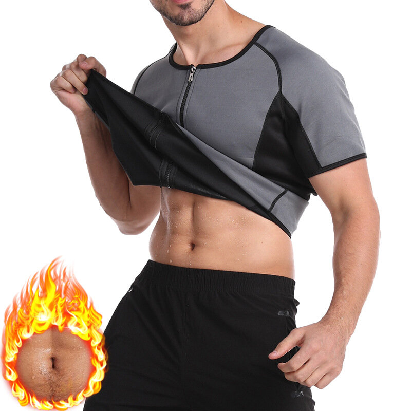 Homem emagrecimento tanque superior corpo shaper neoprene abdômen queima de gordura colombiano shapewear suor sauna espartilho correndo treino t camisa