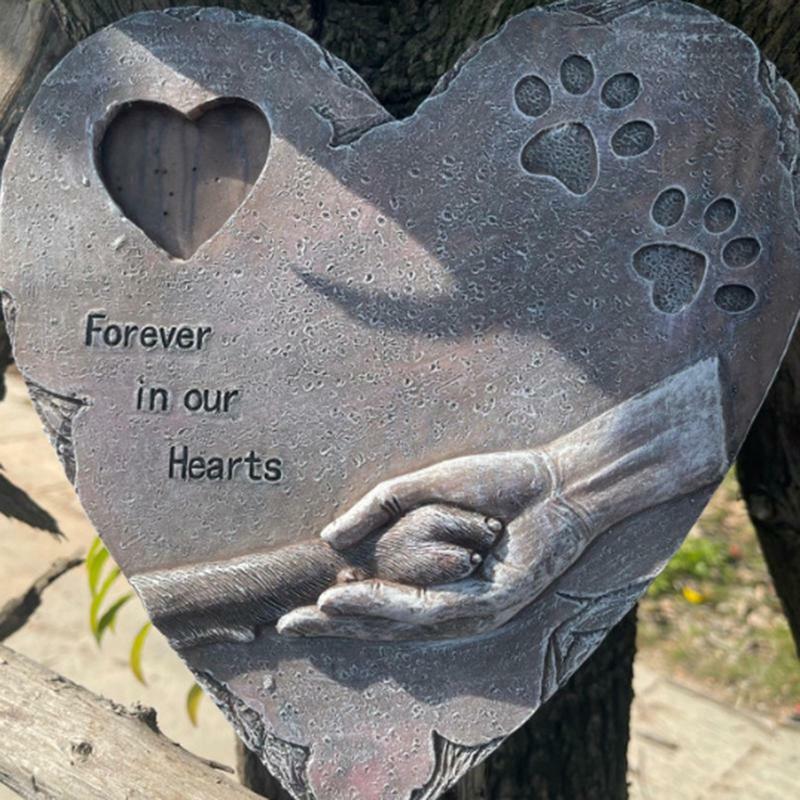 Dog Grave Marker Stone Heart Shaped Pet Memorial Stones For Dogs With Forever In Our Hearts Message For Garden Yard Outside