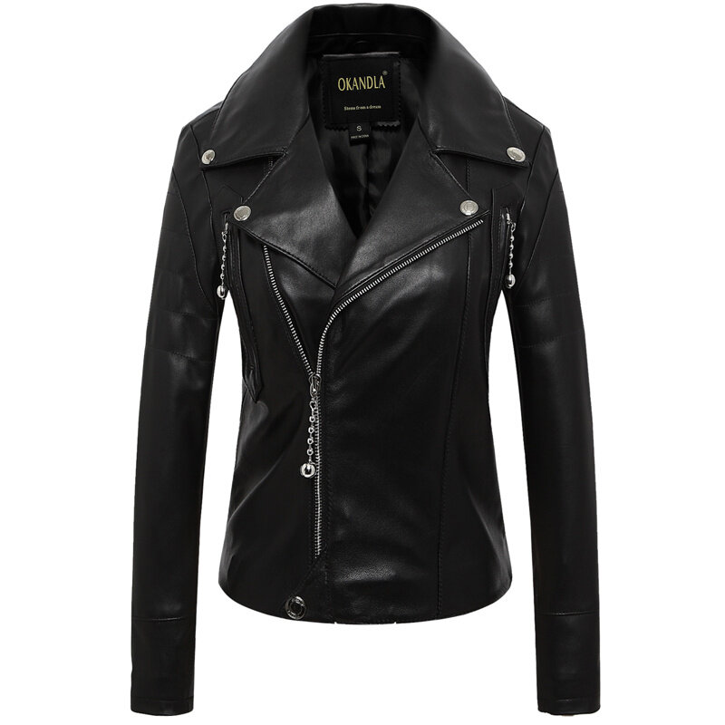 YR!Free shipping.Wholesales.Black women genuine leather jacket.street sheepskin coat.short soft leather jacket,cool