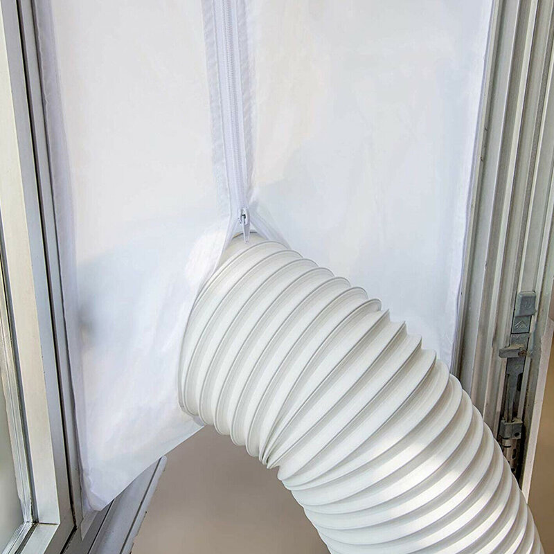 Tkanina uszczelniająca okno do klimatyzatora uniwersalna uszczelka okienna do przenośny klimatyzator uszczelnienie AC z zamkiem błyskawicznym i klejem