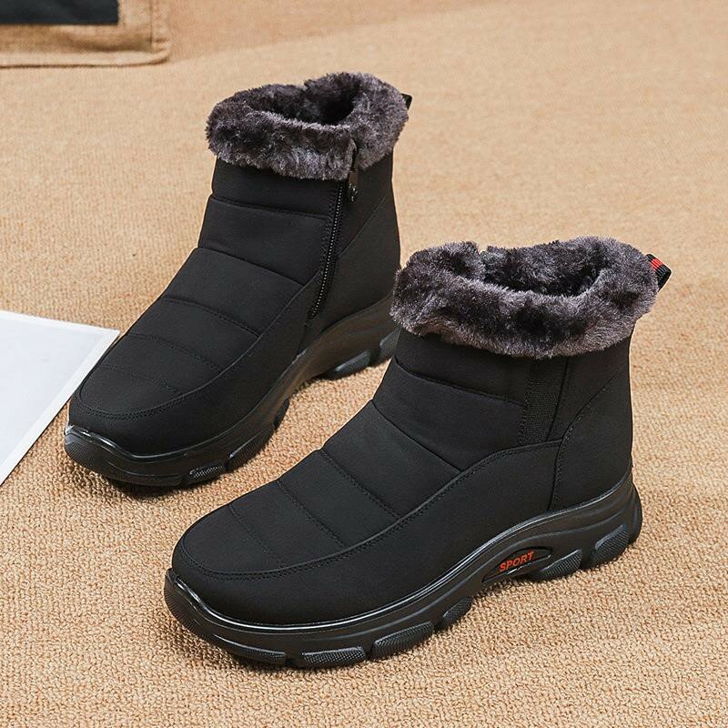 Botas de nieve suaves para Mujer, zapatos impermeables con cremallera, cómodos para mantener el calor, Invierno