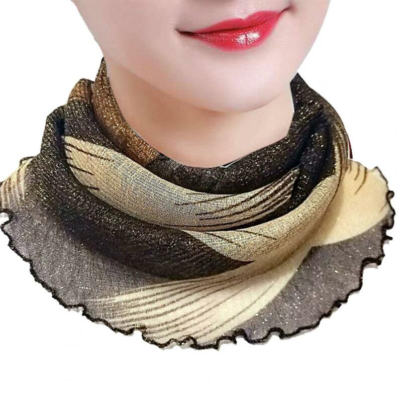 여성 머리띠 패션 프린트 작은 실크 스카프, 먼지 방지 햇빛 차단 헤드 스카프