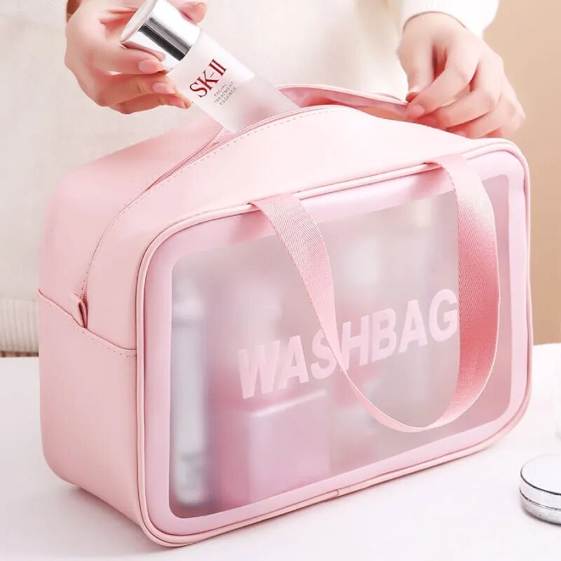 Women Cosmetic Storage Bag Large Capacity Portable Travel Fitness Makeup Bag Waterproof Transparent Dry Separate Storage Pouch