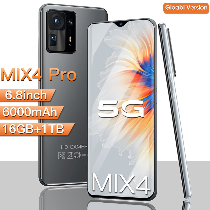 2022 MIX4 Pro 글로벌 버전 스마트 폰 6.8 인치 16GB + 1 테라바이트 휴대 전화 잠금 해제 휴대 전화 Celulares 5G 네트워크 잠금 해제 전화
