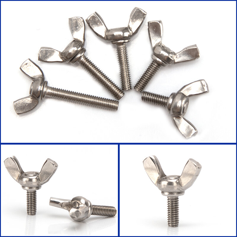 304 Stainless Steel Butterfly Bolt Wing Screw M3 M4 M5  Thumb Wing Screw Claw Hand Tighten Screws Solid Fasteners