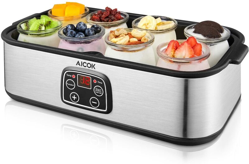AICOOK-máquina eléctrica de yogur con pantalla LCD, 8 vasos (180 Ml)