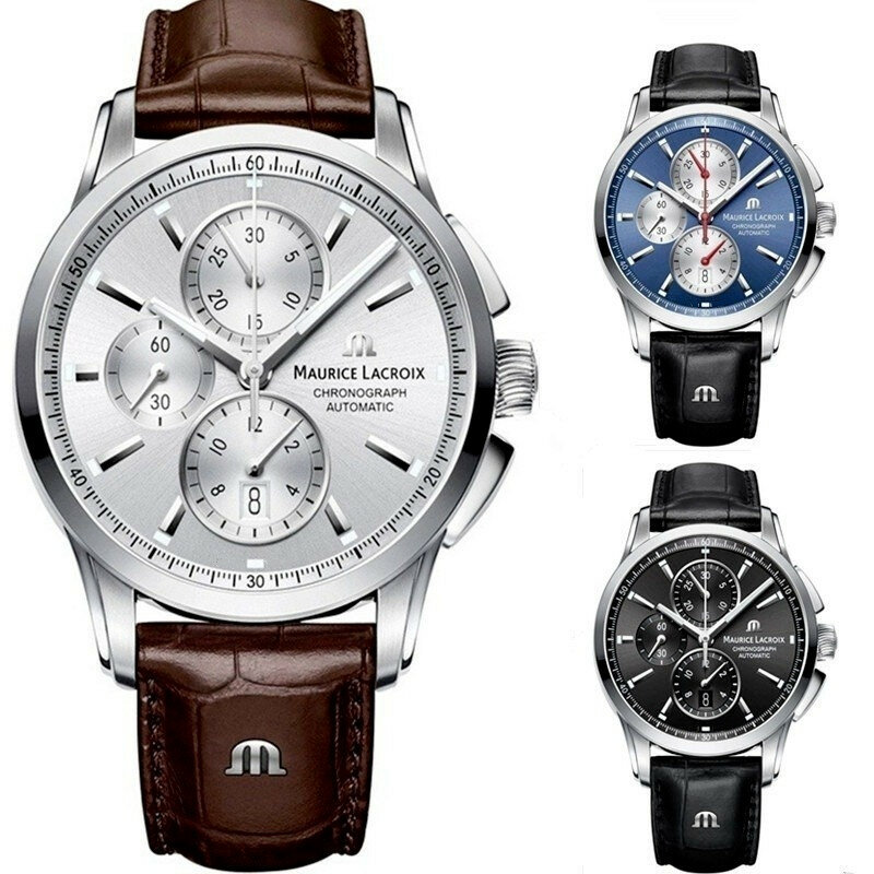Maurice-男性用レザー腕時計,benタoシリーズ,3つの目,カジュアルクロノグラフ,男性用高級時計,ギフト時計