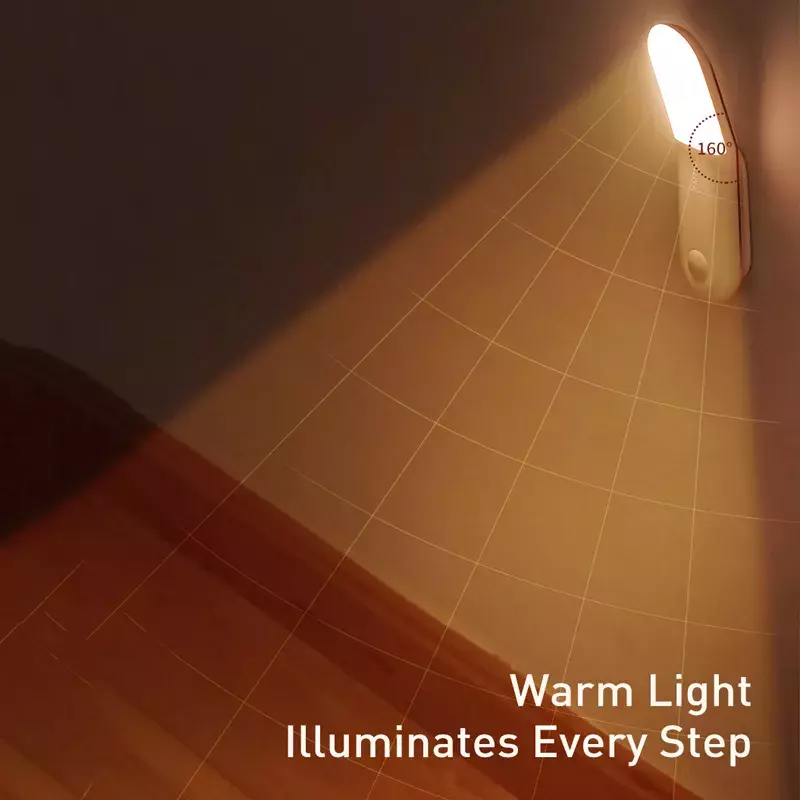 Baseus Led indukcja lampka nocna indukcja ciała ludzkiego lampka nocna LED ładowane na USB światło na czujnik ruchu światło na korytarz