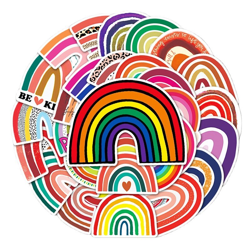 50 colorido arco-íris ponte personalidade diy graffiti adesivos bagagem colorido geladeira capacete decoração adesivos brinquedos