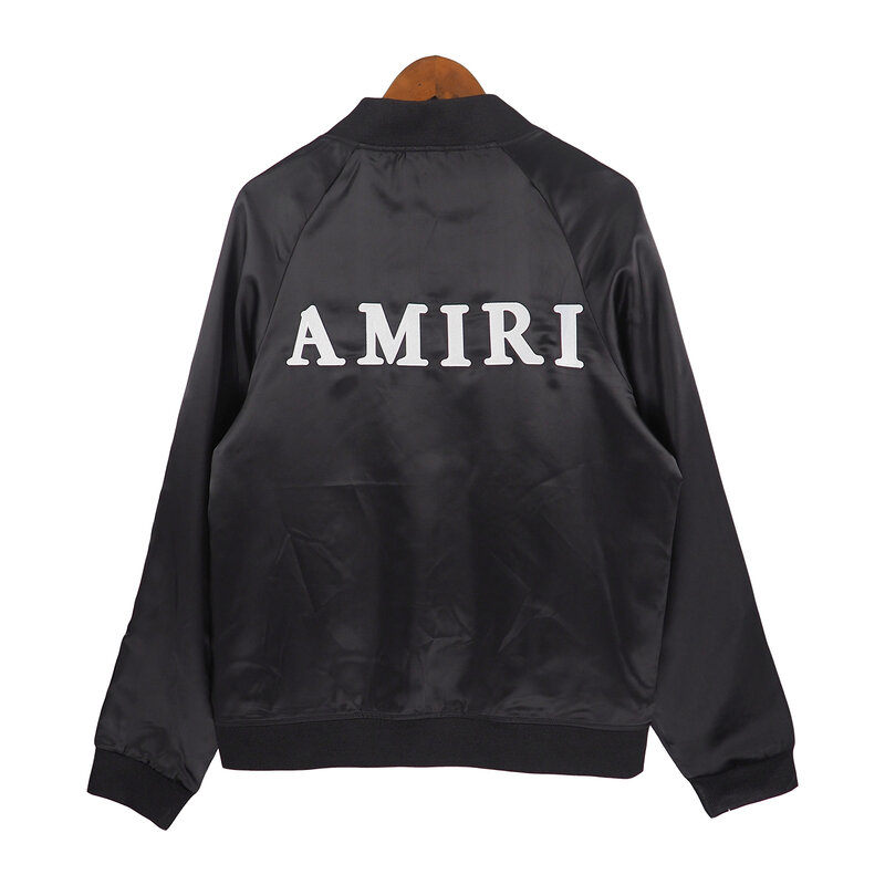 AMIRI-Chaqueta de motocicleta americana 22SS para hombre, chaqueta holgada de Hip-hop con alfabeto gótico, sección delgada, tendencia de marca