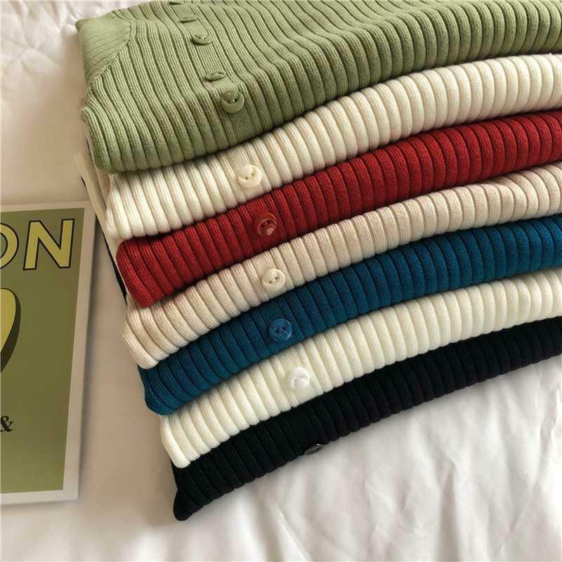 MOVOKAKA-suéteres básicos de cuello alto para mujer, Tops ajustados con botones, suéter de punto de fondo, Jersey suave y cálido, Invierno