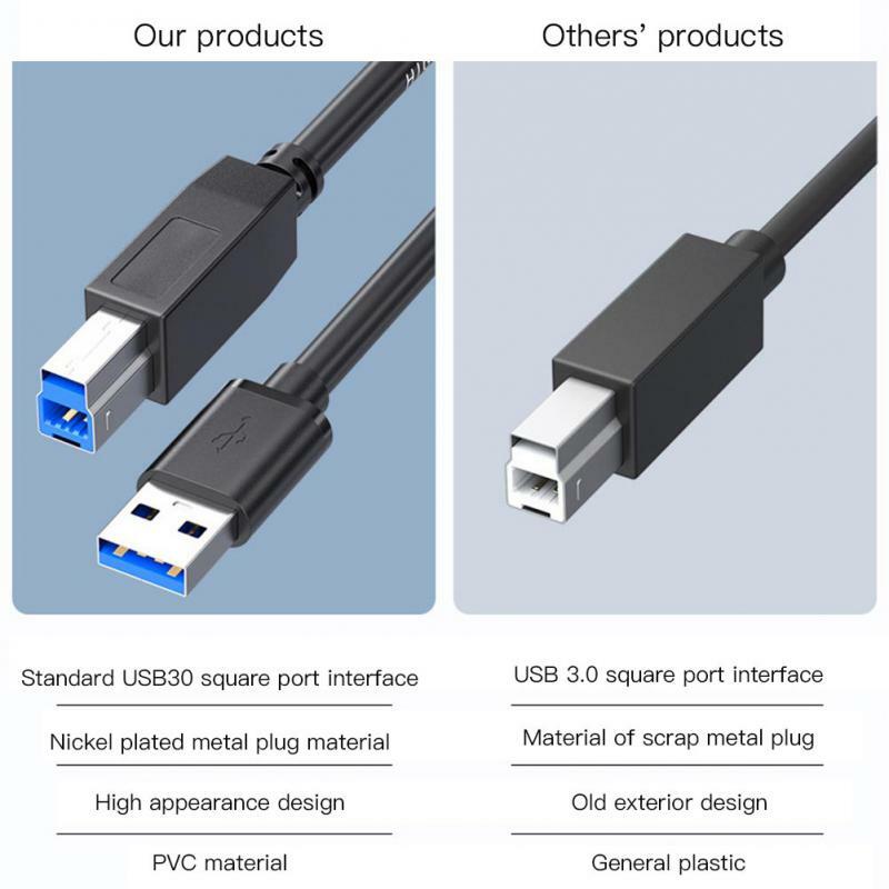 RYRA USB 프린터 케이블, 고속 스퀘어 프린터 데이터 케이블, USB 스캐너 프린터 코드, USB 3.0 A 타입 수-B 수 USB 케이블