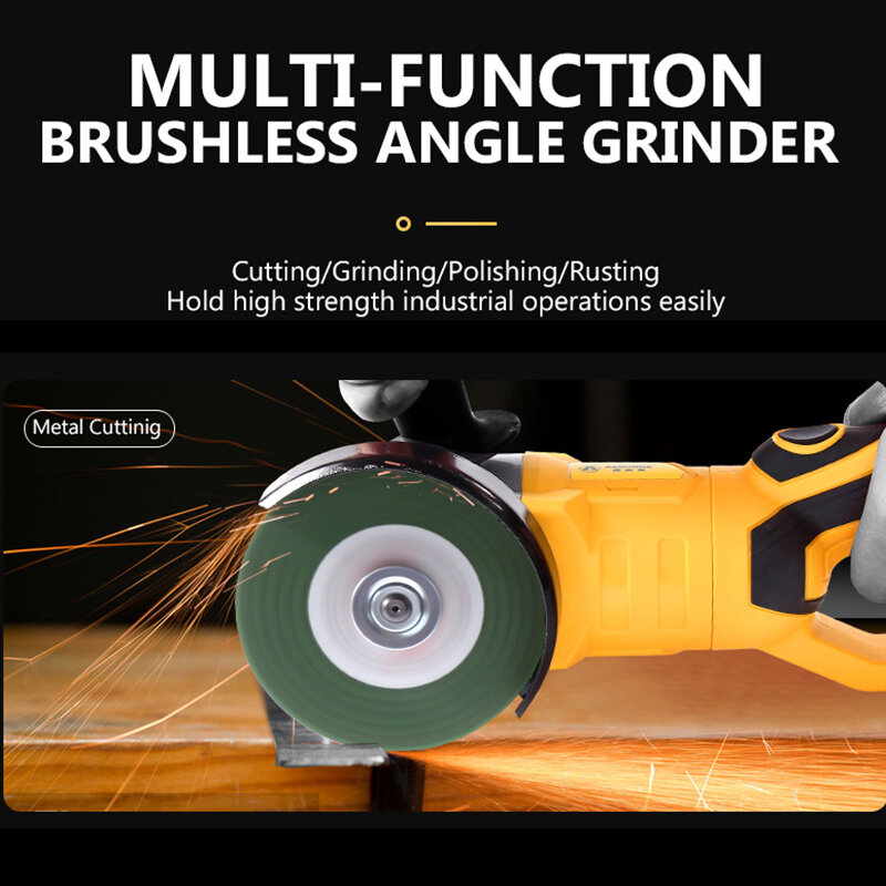 ASOYOGA Brushless Cordless Angle Grinder 180° Rotating for Grinding Cuttiing Polishing for Makita 18V Battery (without battery）