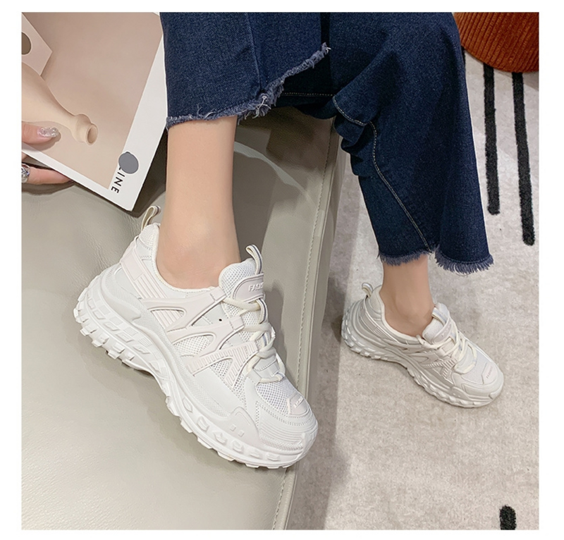 2022ผู้หญิง Chunky Platform รองเท้าผ้าใบตาข่ายนักออกแบบแฟชั่น Lacing Casual รองเท้าผู้หญิงสีขาว Vulcanized รองเท้าหญิ...